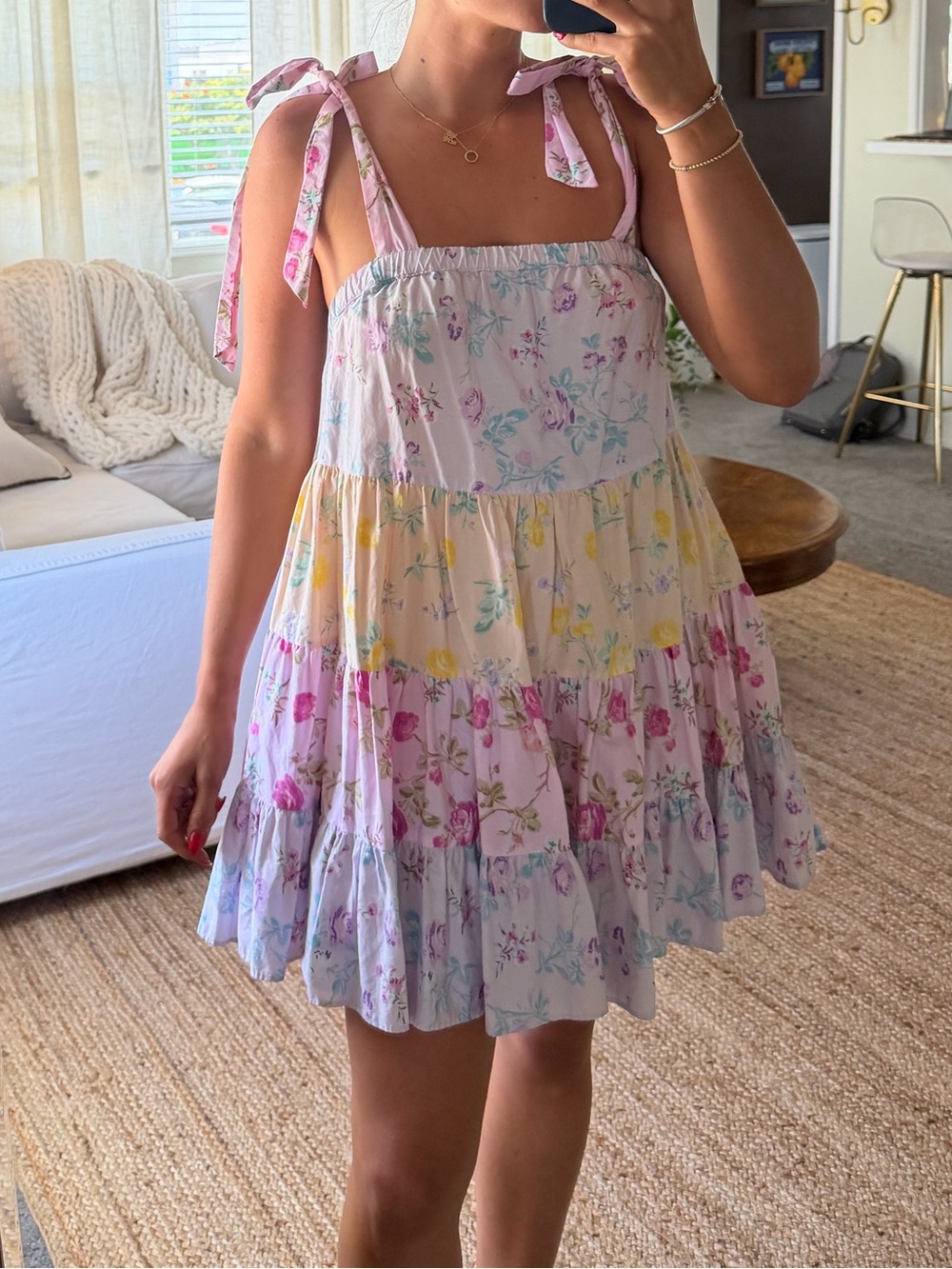 LoveShackFancy x Target Jeanne Tiered Floral Mini Dress with Pockets - Size S